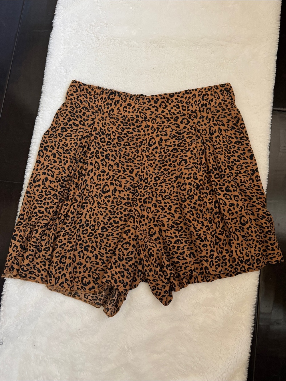 H&M Leopard Print High Waist Shorts - Brown & Black Size 8